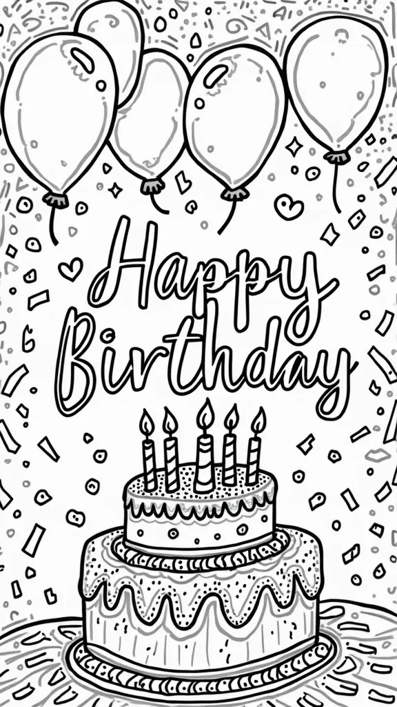 birthday card coloring pages